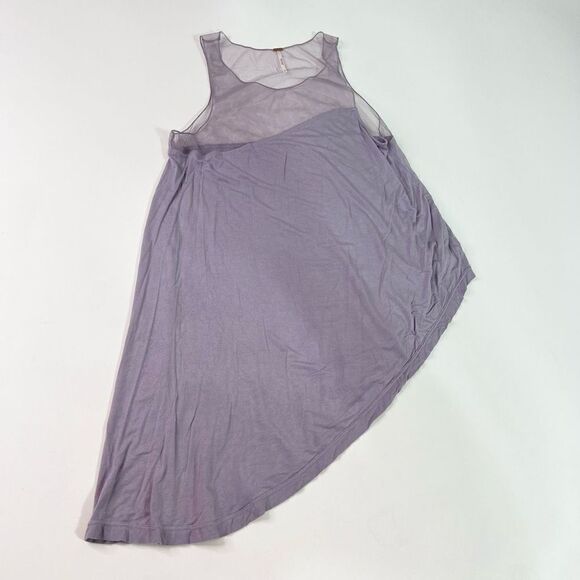 Free People Riley Chiffon Asymmetric Tank Top Medium Lilac Sheer Sleeveless Mesh - Picture 1 of 9